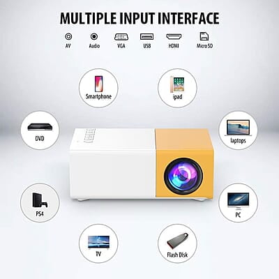 Mini Projector Home Theater LED Projector with Remote Controller, 6000lm LED Corded Projector UC500 Support HDMI, AV, SD, USB Interfaces Mini Projector Home Theater LED Projector with Remote Controller, 6000lm LED Corded Projector UC500 Support HDMI, AV, SD, USB Interfaces