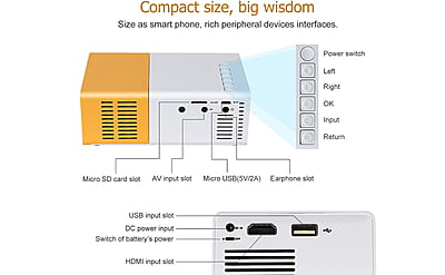 Mini Projector Home Theater LED Projector with Remote Controller, 6000lm LED Corded Projector UC500 Support HDMI, AV, SD, USB Interfaces Mini Projector Home Theater LED Projector with Remote Controller, 6000lm LED Corded Projector UC500 Support HDMI, AV, SD, USB Interfaces